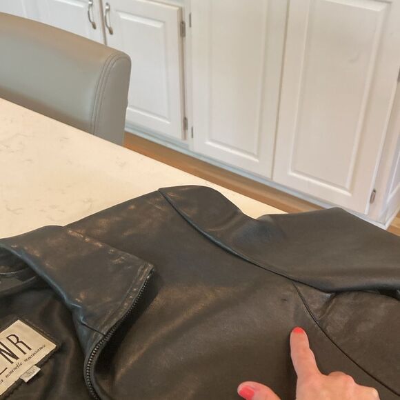 LNR Black Leather Zip Up Thermal Jacket Large - Picture 10 of 12